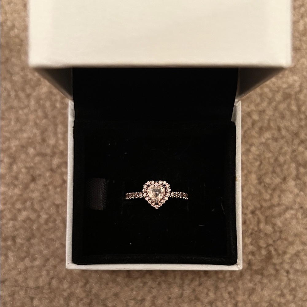 Pandora Silver Ring with Pink Heart Accent